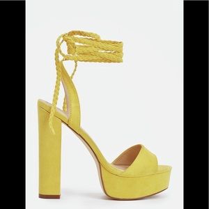 Tie up yellow heels